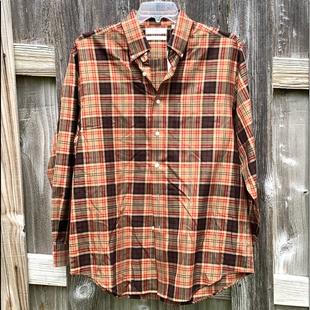 Turnbury Plaid Twill Long Sleeve Shirt Large NWT